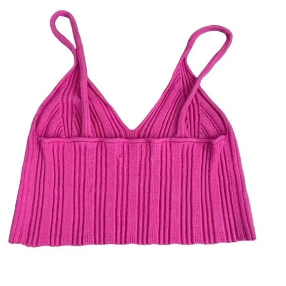 Cider Knit Jersey Women’s Pink & Orange Ribbed V-Neck Cropped Gypsy SZ S # 1117 - Picture 5 of 12